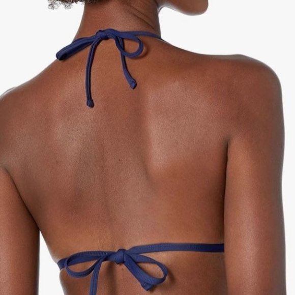 La Blanca NWT Sz 14 Indigo/Capri Stripe Rouched Halter Bikini Swimsuit Top - Picture 5 of 8